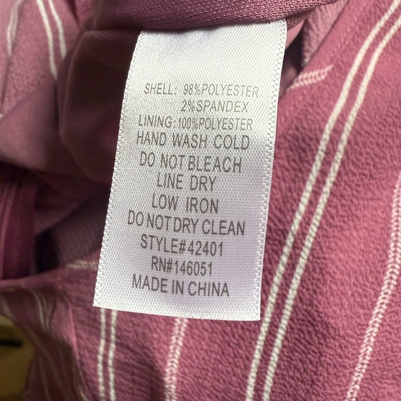 Monteau Women’s Pink White Striped Wide Leg Slit Jumpsuit Size L Short Sleeve - Picture 12 of 13